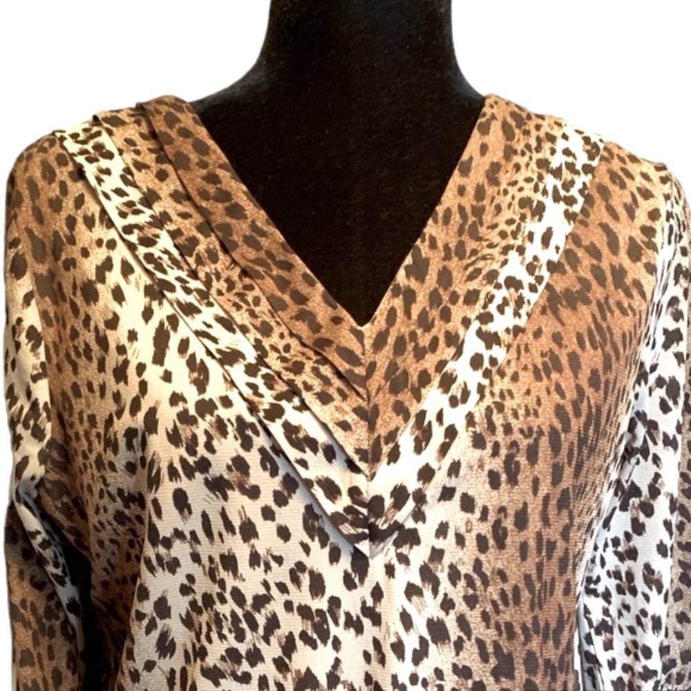 Jones New York Collection 3/4 Sleeves Leopard Top